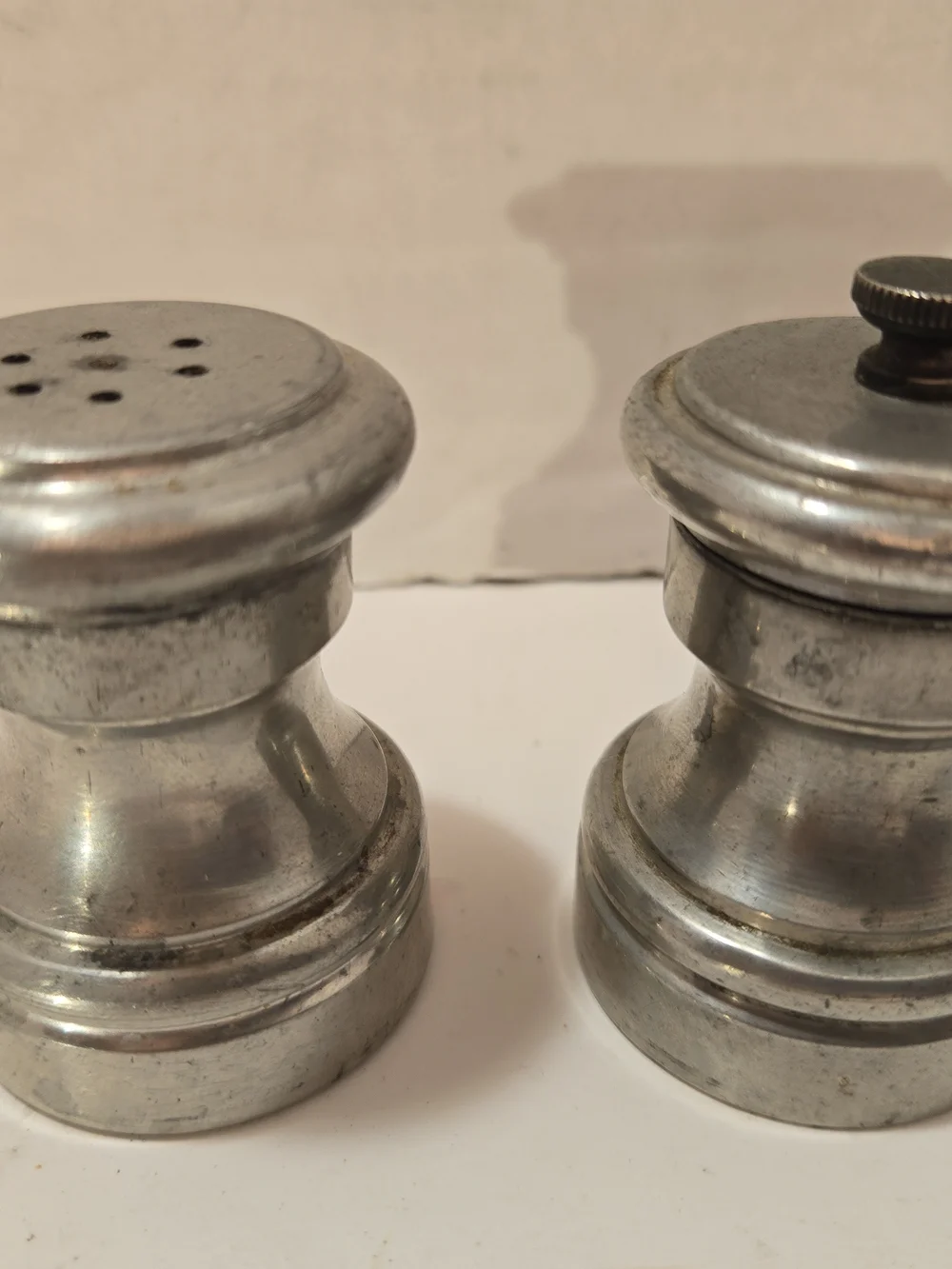 Vintage Raimond Metal Salt and Pepper Shakers - Silver Tone Made In Italy